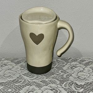 Demdaco Heart Coffee Tea Covered Mug 2 Piece Ceramic
